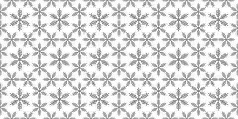 Fototapeta premium Winter seamless pattern with grey snowflakes on white background. Vector illustration for fabric, textile wallpaper, posters, gift wrapping paper. Christmas vector illustration. Falling snow