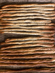 Fresh rustic grisine close-up view of it