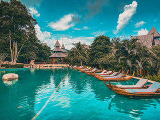 Fototapeta premium View of paradise Santhiya resort in Koh Yao Yai, island in the Andaman sea between Krabi and Phuket Thailand