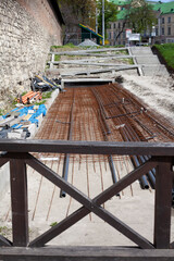 Equipment of the recreation area near the ancient wall