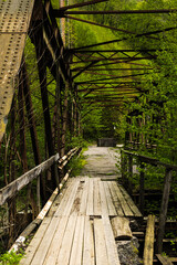Fototapeta premium old abandoned metal road bridge.