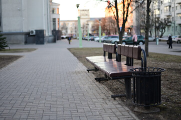 Fototapeta na wymiar Photo sidewalk in a European city on the street during the day