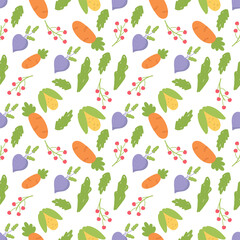 Vegetables seamless pattern background. Hand drawn style. Vector illustration.