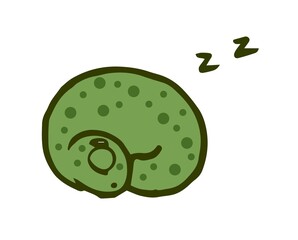 Cheerful funny dinosaur. Sleeping. Dino illustration. Cartoon sketch style. Hand outline drawing of animal. vector