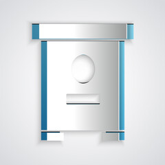 Paper cut Hive for bees icon isolated on grey background. Beehive symbol. Apiary and beekeeping. Sweet natural food. Paper art style. Vector