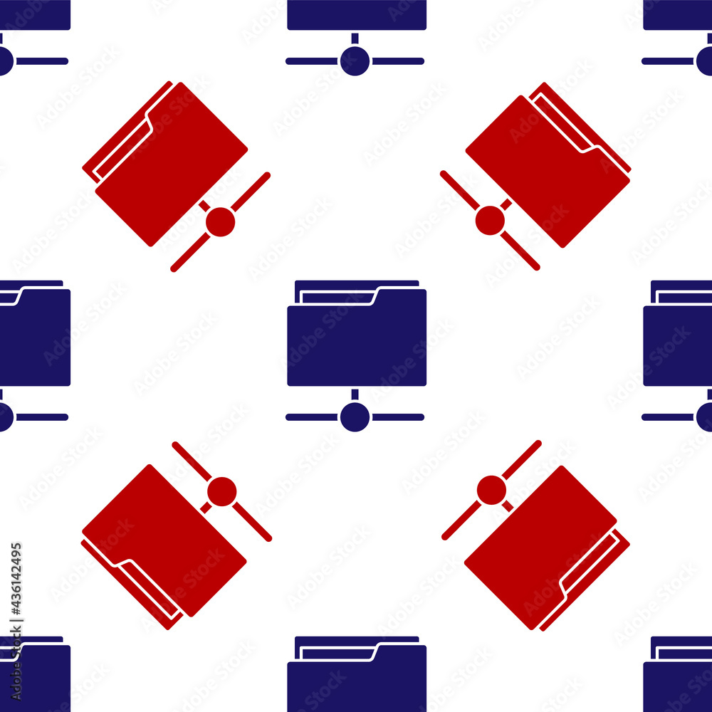 Poster blue and red ftp folder icon isolated seamless pattern on white background. software update, transfe