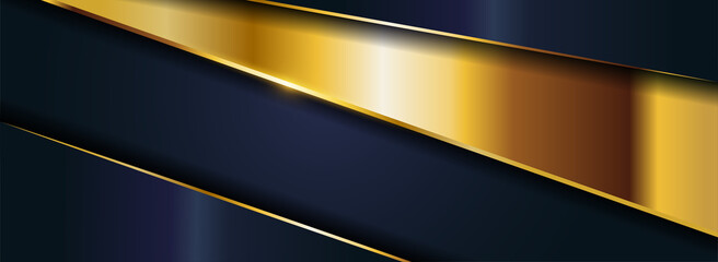 Abstract Dark Blue Background Combined with Golden Lines Element.