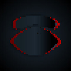 Paper cut Hypnosis icon isolated on black background. Human eye with spiral hypnotic iris. Paper art style. Vector