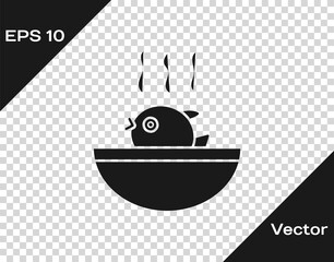 Black Puffer fish soup icon isolated on transparent background. Fugu fish japanese puffer fish. Vector.