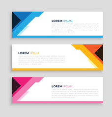 Collection of promotional web banner design template. Vector and creative geometric, abstract, modern web banner background.