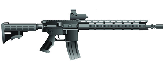 AR Assault rifle gun isolated on white - obrazy, fototapety, plakaty