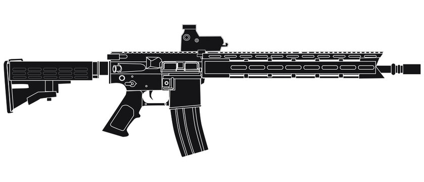 Silhouette AR Assault rifle isolated on white