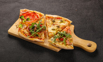 Sliced pizza mix with cheese