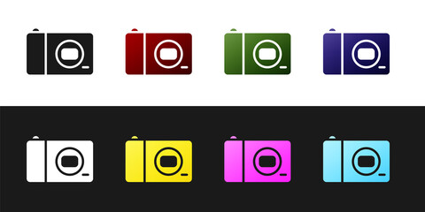 Set Photo camera icon isolated on black and white background. Foto camera icon. Vector