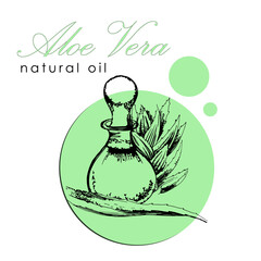 hand drawn vector illustration with aloe. spa concept