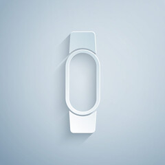 Paper cut Smartwatch icon isolated on grey background. Paper art style. Vector