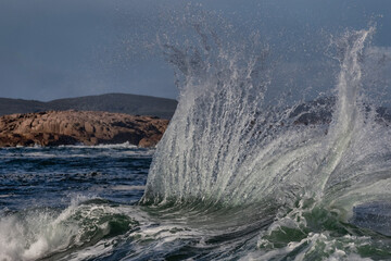 Dramatic wave action at Boat Harbour, Port Stephens, NSW, Australia