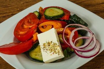 Traditional Greek salad with feta cheese