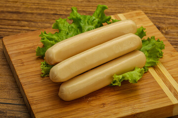 Chicken white sausage with salad