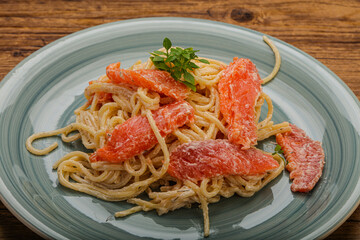 Pasta with salmon  and cream cheese