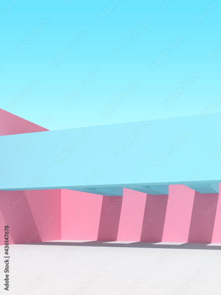 Poster 3d illustration of abstract architecture background, minimal architectural poster.