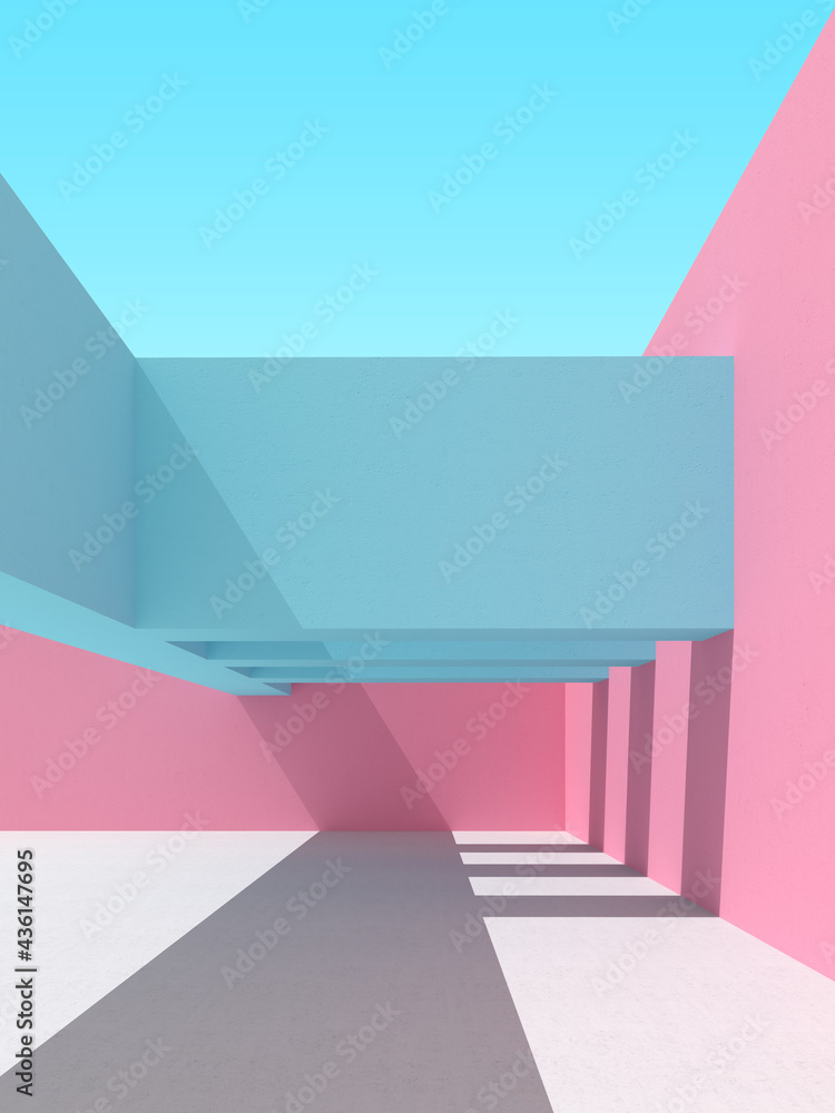 Poster 3d illustration of abstract architecture background, minimal architectural poster.