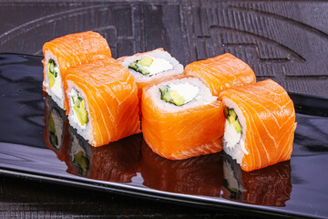 Japanese traditional roll with salmon
