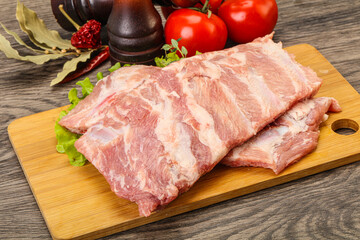 Raw pork ribs for cooking