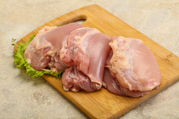 Raw chicken boneless and skinless leg