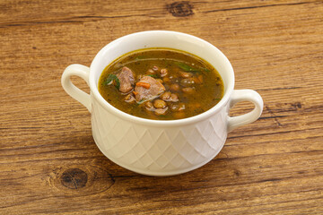 Lentil soup with chicken and vegetables