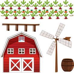 Farm element set isolated on white background