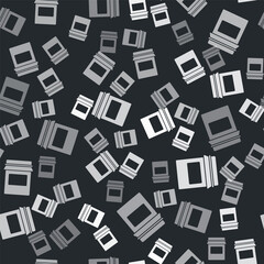 Grey Jam jar icon isolated seamless pattern on black background. Vector