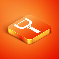 Isometric Peeler icon isolated on orange background. Knife for cleaning of vegetables. Kitchen item, appliance. Vector