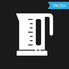 White Electric kettle icon isolated on black background. Teapot icon. Vector