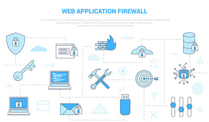 waf web application firewall concept with icon set template banner with modern blue color style