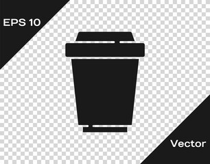 Black Coffee cup to go icon isolated on transparent background. Vector