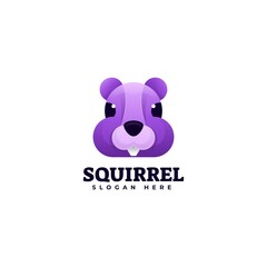 Vector Logo Illustration Squirrel Gradient Colorful Style.