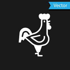 White French rooster icon isolated on black background. Vector