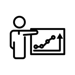 Strategy line icon. people and chart icon. Business symbol. simple illustration. Editable stroke. Design template vector