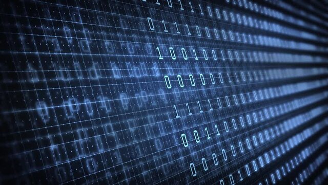 Binary code in the future digital abstract background. Modern technology hex code concept 4k