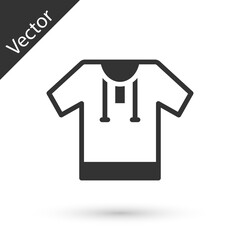 Grey Embroidered shirt icon isolated on white background. National ukrainian clothing. Vector