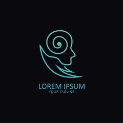 Head vector logo, human brain and hand symbol as a form of concern about one's psychological health, stress, mental, psychiatry and positive thoughts