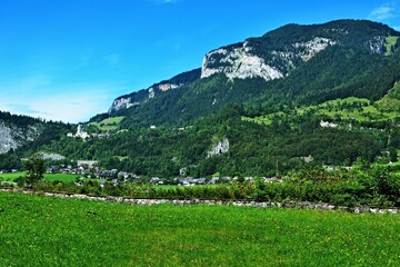 Fototapeta na wymiar Austrian Alps-outlook from castle Trautenfels