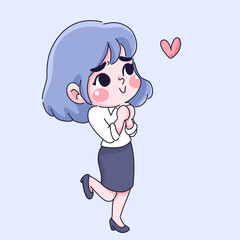 office girl like it cartoon character illustration