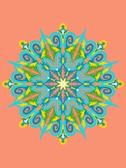 Mandala Logo design, Abstract Luxury Flower mandala ornament creative work. Hand drawing illustration. Digital art illustration