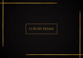 Luxury black background golden frame with space