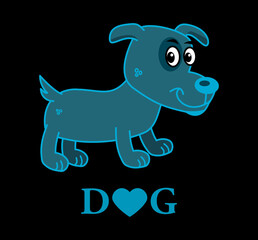 A cute little blue dog with dog text and heart