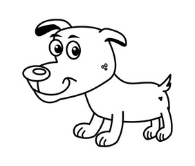 A cute little dog in black and white for colouring in 