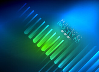 Bright neon color techno abstract background, shiny glowing neon lines in the dark background
