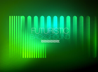 Bright neon color techno abstract background, shiny glowing neon lines in the dark background